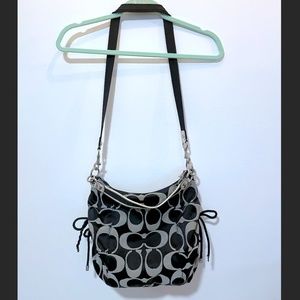 Coach Poppy Black and Gray Purse with Shoulder Strap